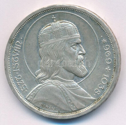 1938. 5P Ag 'Szent István' T:AU kis patina, kis ph Adamo P8.1