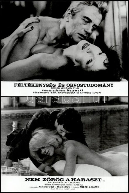 Az incselkedés, a szexuális vágy, a kielégülés, a szerelem kifejezése különböző filmek ,,ágyjeleneteiben', 21 db vintage produkciós filmfotó, ezüst zselatinos fotópapíron, a használatból eredő (esetleges) kisebb hibákkal, 18x21