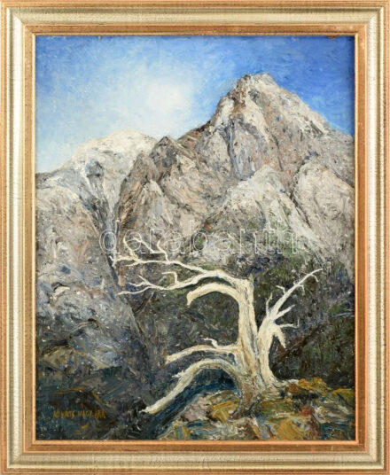 Kováts Nagy Ira (1921-2008): Kréta, Ida hegye. Olaj, farost. Jelzett. Hátoldalán Kováts Nagy Ira autográf feliratával. Proveniencia: Ury Ibolya (1924-2009), a Műcsarnok tudományos főmunkatársa hagyatékából. Dekoratív fakeretben,