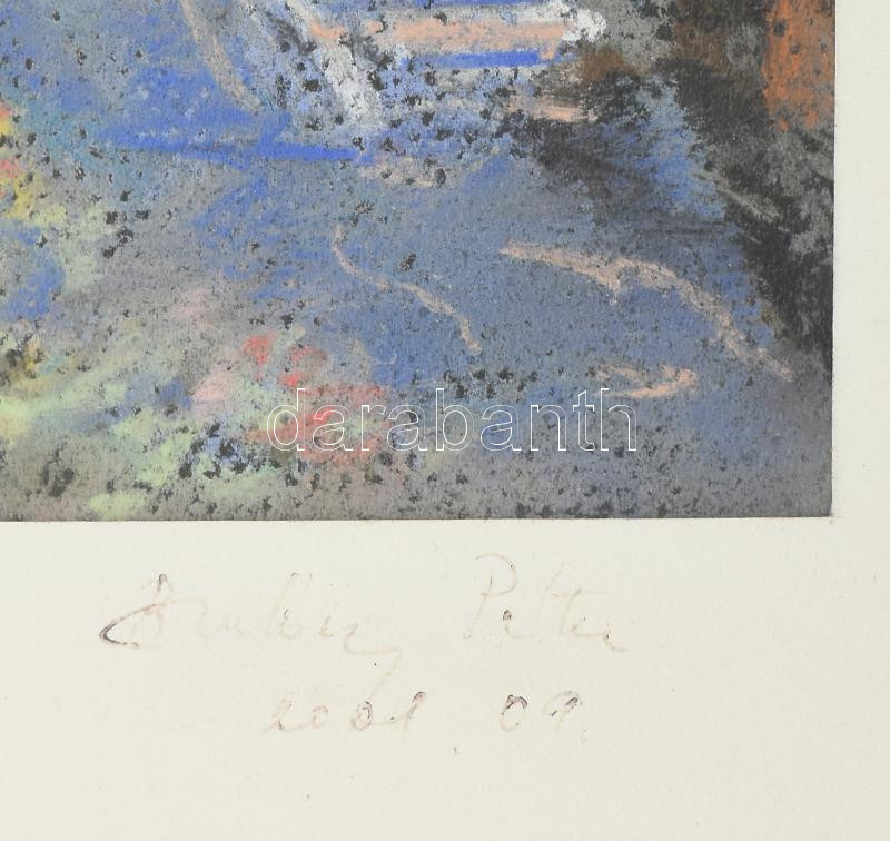 Benkóczy Péter (1946-): Grimaudi utcarészlet (Franciaország). Pasztell, papír, jelzett, 31x23 cm, paszpartuban. - Image 2