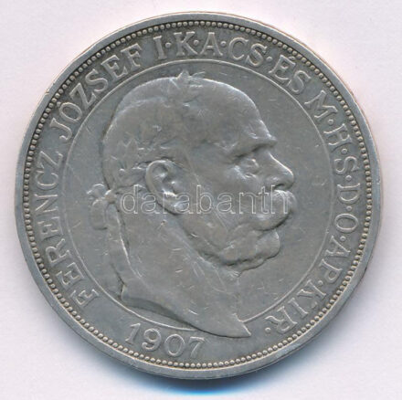 1907KB 5K Ag 'Ferenc József megkoronázásának 40. évfordulója' T:VF karc, ph. Adamo K7.1