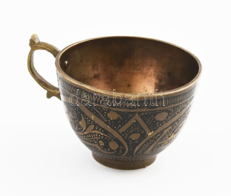 Bronz kis csésze, üveg tejszínes pohár, m: 3,5, 7,5 cm - Image 2