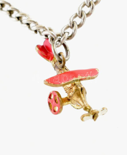 Gyermeknyaklánc, fém, réz repülő medállal, h: 22 cm