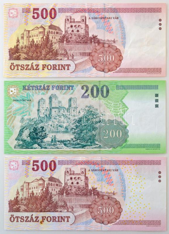 2001. 500Ft 'EB' + 2004. 200Ft 'FB' + 2013. 500Ft 'EB' T:F - Image 2