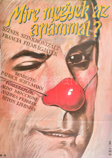 1986 Éri Jenő Tamás (1958-): 'Mire megyek az apámmal?' francia film plakátja, MOKÉP, MTI Fotó, Bp., Offset-ny., hajtásnyomokkal, 80x60 cm