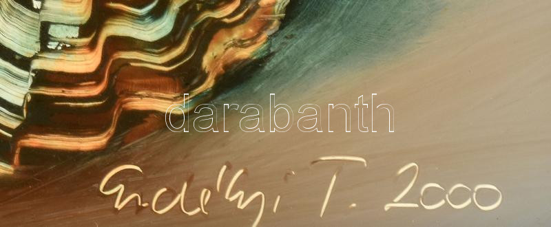 Erdélyi Tibor (1961-): Könnyed szárnyak. Olaj, farost. Jelzett. Hátoldalán címkén feliratozott. 35x35 cm. Üvegezett, dekoratív fakeretben. - Image 2