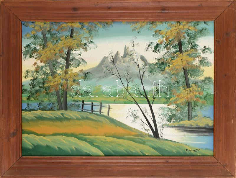Corelli jelzéssel: Vízparti táj. Olaj, vászon, fakeretben, 50x69 cm