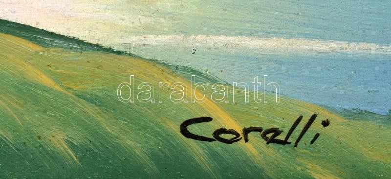 Corelli jelzéssel: Vízparti táj. Olaj, vászon, fakeretben, 50x69 cm - Image 2