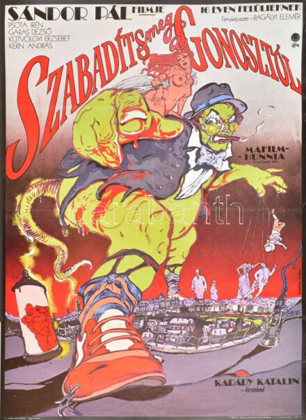 1978 Bányai István (1949-2022): 'Szabadíts meg a gonosztól' c. magyar film plakátja, rendezte: Sándor Pál, fényképezte_ Ragályi Elemér, zene: Presser Gábor, főszereplők: Psota Irén, Garas Dezső, Kútvölgyi Erzsébet, Kern András,