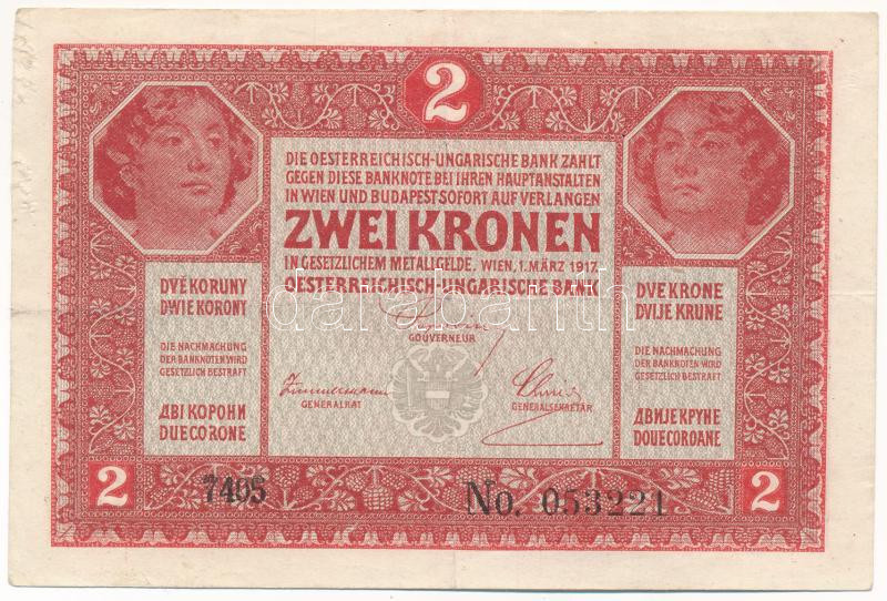 1917. 2K '7000 feletti sorozatszám' T:F kis papírsérülés (egér nyoma?), de ezt leszámítva szép papír Adamo K6 - Image 2