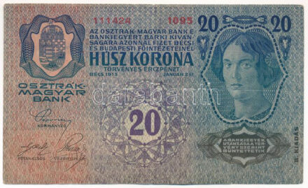 1913. 20K 'II. kiadás' felülbélyegzés nélkül T:F Adamo K17