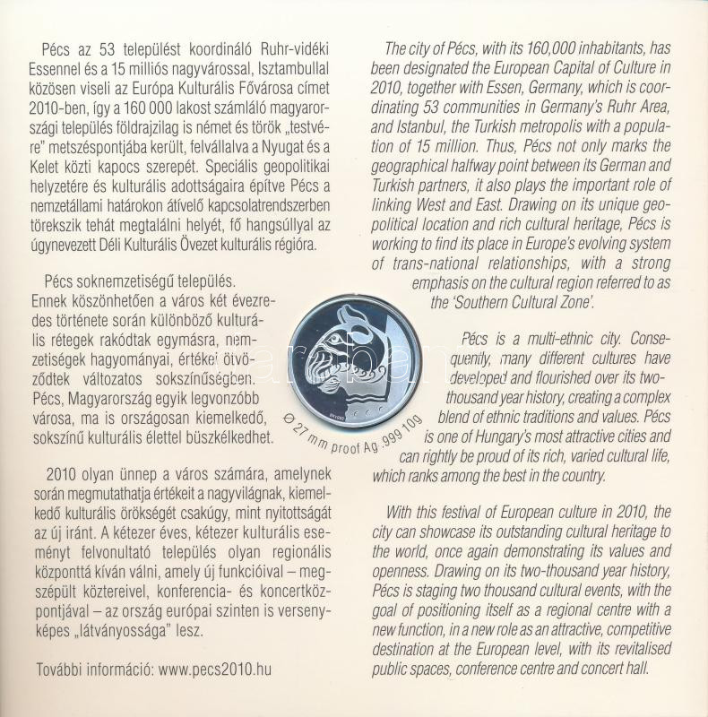 2010. 5Ft-200Ft (6xklf) forgalmi sor szettben + 'Pécs 2010 - Európa Kulturális Fővárosa' Ag emlékérem (10g/0.999/27mm) T:PP Adamo FO44.4 - Image 2
