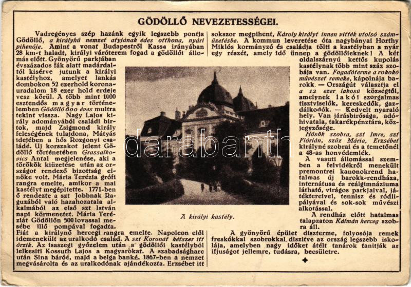 Gödöllő, Város nevezetességei: Királyi kastély. Farkasfalvi Kornél kiadása (EB)