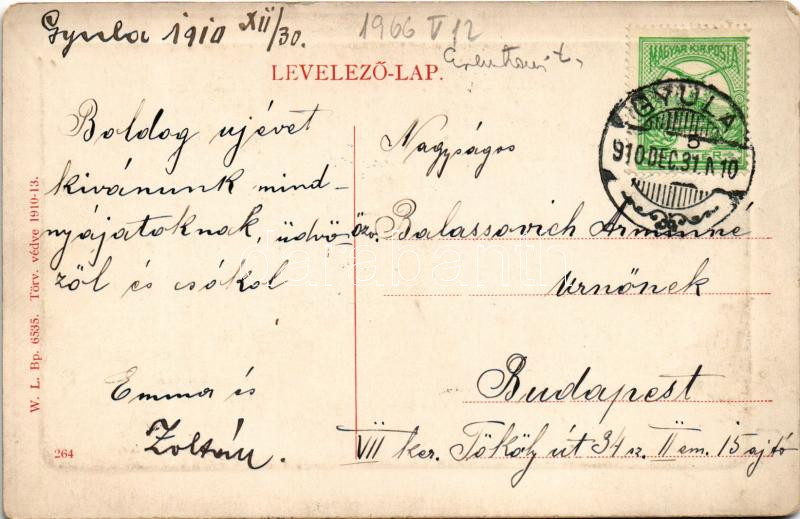 1910 Gyula, Kossuth Lajos tér. W.L. Bp. 6535. (EM) - Image 2
