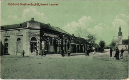 Mezőberény, Kossuth tér, Herzberger Dániel, Stehn János, Tardos J. üzlete. Piltz Márton kiadása (EK)