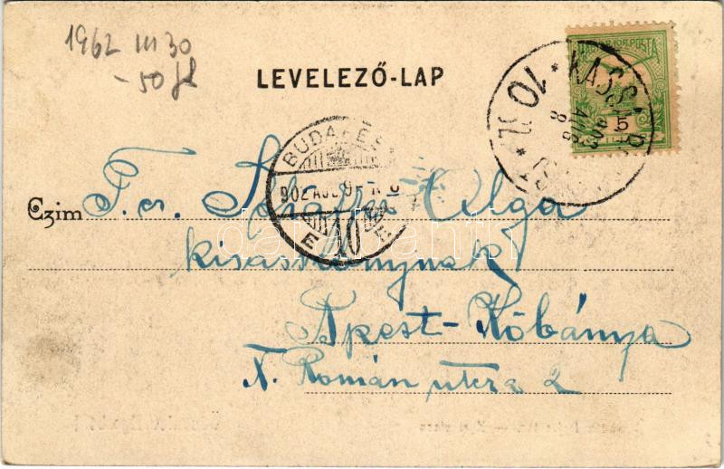 1902 Eger, Kossuth Lajos tér, piac, Rabinek Pál, Kanitz Lipót és Fia üzlete. Baross nyomda - Image 2