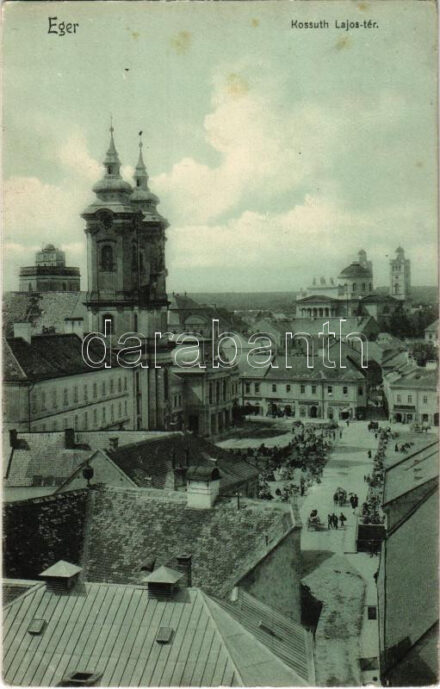 1912 Eger, Kossuth Lajos tér, piac, üzletek (EK)