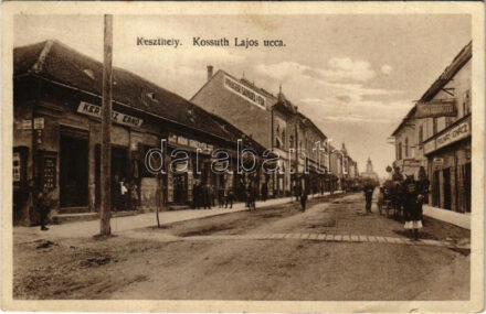 1928 Keszthely, Kossuth Lajos utca, Práger Sámuel és fia, Kertész Ernő, Nádai Ignác és fia, Molnár Ignác, Nádai Ignác és fia üzlete és saját kiadása (EB)