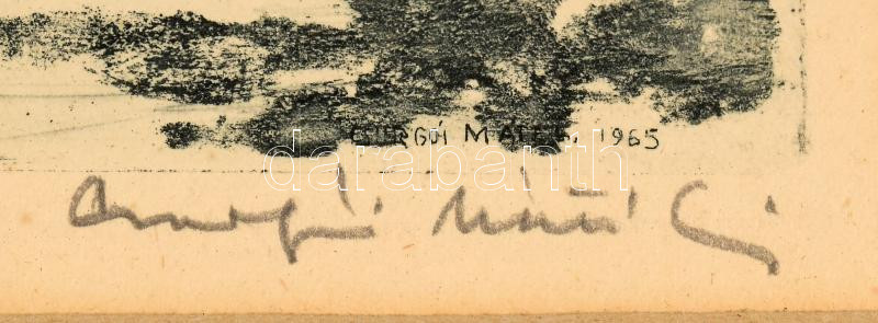 Csurgói Máté Lajos (1931-2001): Dunapart (Budapest), rézkarc, papír, jelzett, üvegezett fakeretben, 20×30 cm - Image 2