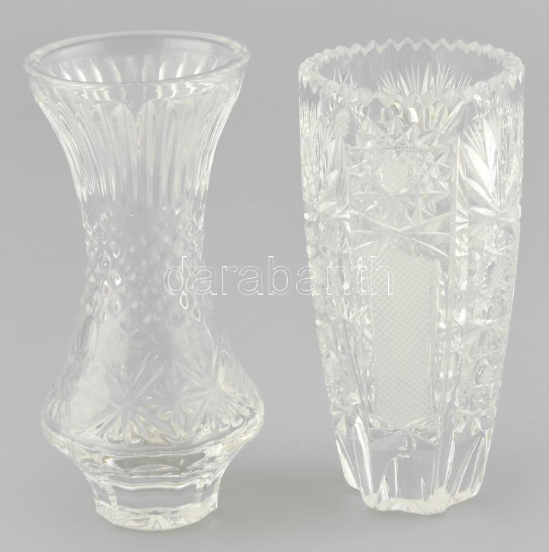 Kristály váza, 2 darab, hibátlan, m: 13 cm