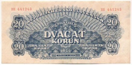 Csehszlovákia 1944. 20K T:VF kis folt Czechoslovakia 1944. 20 Korun C:VF small spot Krause P#47