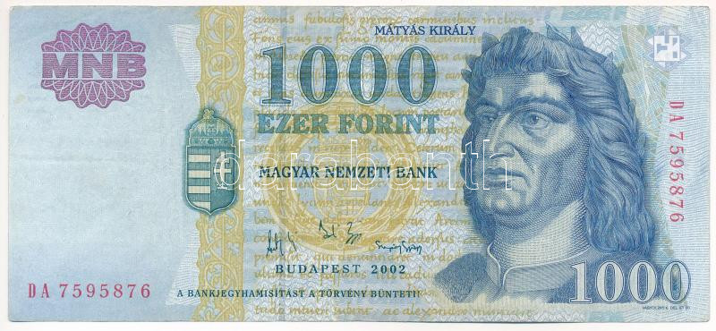 2002. 1000Ft 'DA' T:F kis folt