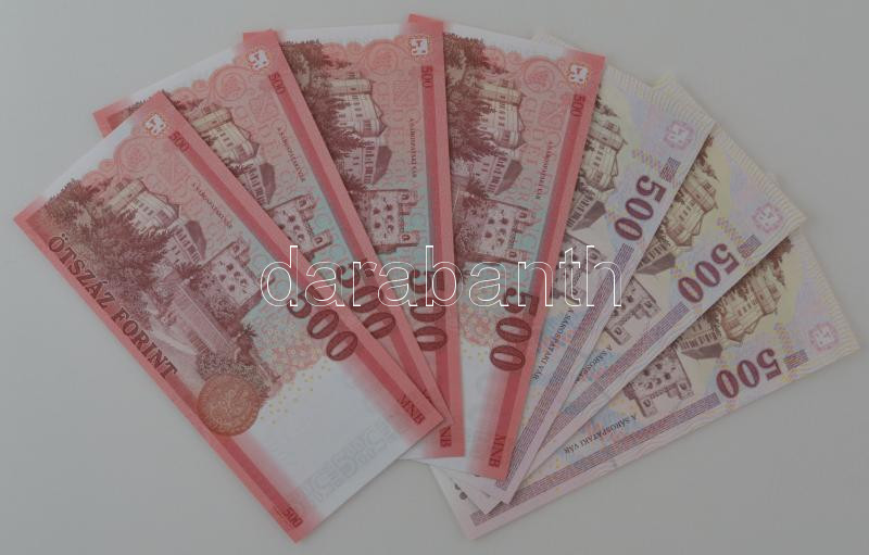 2010. 500Ft 'EB' + 2011. 500Ft 'EA' + 2013. 500Ft 'ED' + 2018. 500Ft (4x) 'EA', 'EB', 'EC' és 'ED' betűjelek T:UNC - Image 2