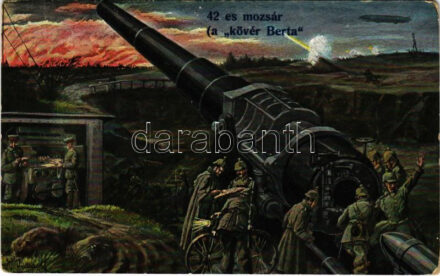 1915 42-es mozsár, a 'kövér Berta'. Első világháborús német katonák / WWI German military, 42 cm giant cannon. L & P 1707.