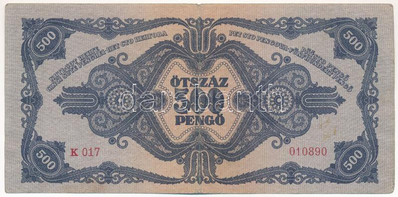 1945. 500P magyar 'N' betű orosz 'P' helyett T:F kis folt Adamo P19h - Image 2