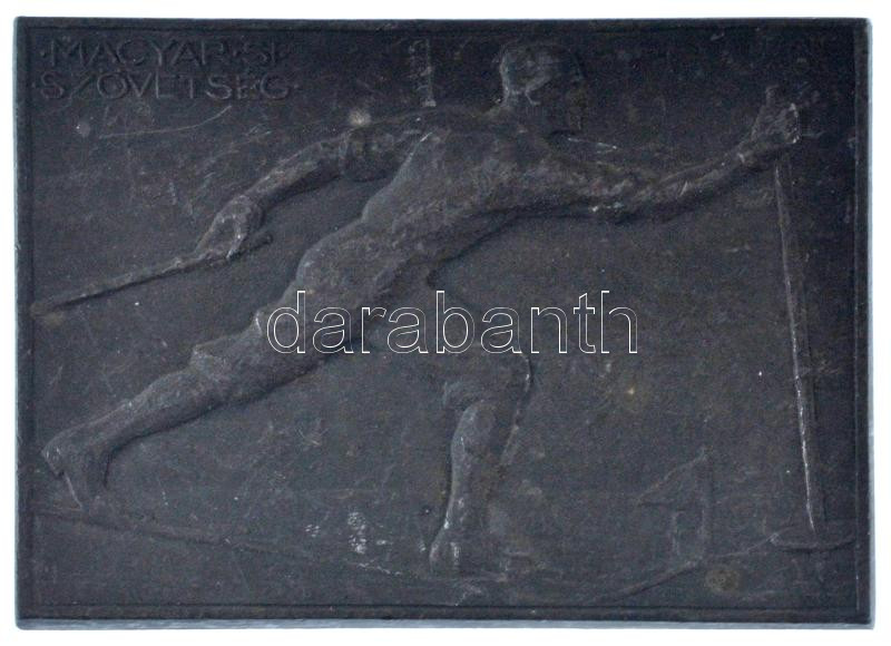 Berán Lajos (1882-1943) 1942. 'Magyar Sí Szövetség' egyoldalas Zn plakett, '1948. I. 25. ifi I.' gravírozással (72x50mm) T:XF,VF