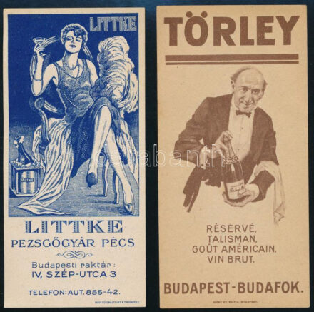 Törley és Littke pezsgő számolócédulák, 2 db