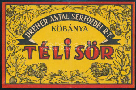 Dreher Antal Serfőzdéi Rt. Kőbánya Téli Sör címke
