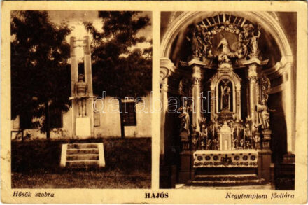 Hajós (Kalocsa), Kegytemplom főoltára belső, Hősök szobra (EK)