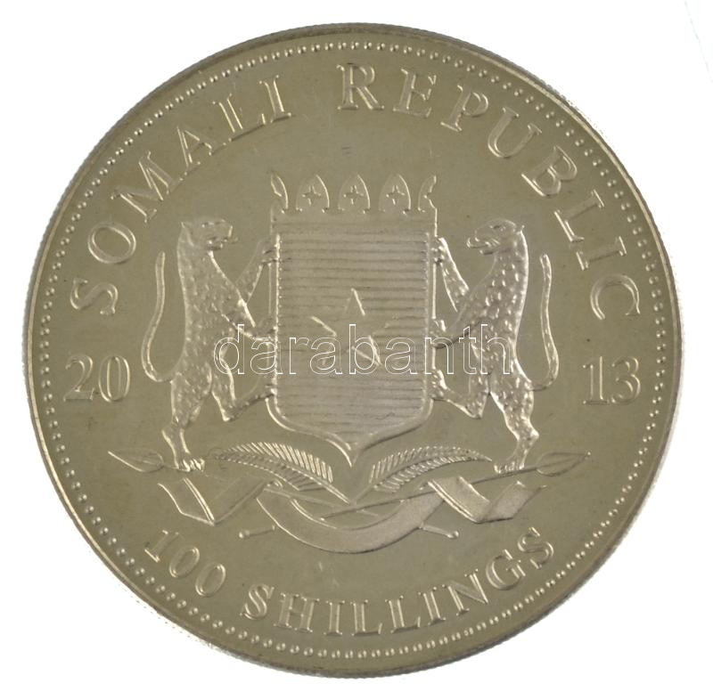 Szomália 2013. 100Sh Ag 'Afrikai vadvilág / Elefánt' (31,27g/0.999) T:PP fo. Somali Republic 2013. 100 Shillings Ag 'African Wildlife - Elephant' (31,27g/0.999) C:PP spotted - Image 2