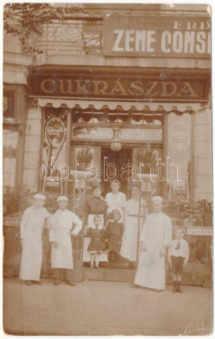 1916 Budapest IX. Mayer János cukrászda, Erd. Zene Conservatorium. Üllői út 101, photo (EK)