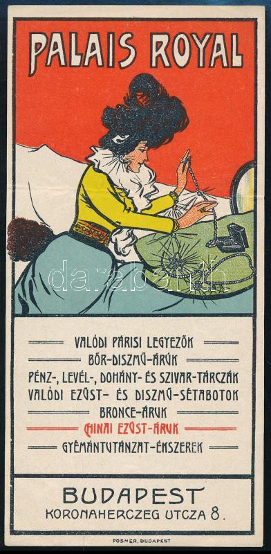 Palais Royal Budapest Koronaherceg utca számolócédula, hajtásnyommal