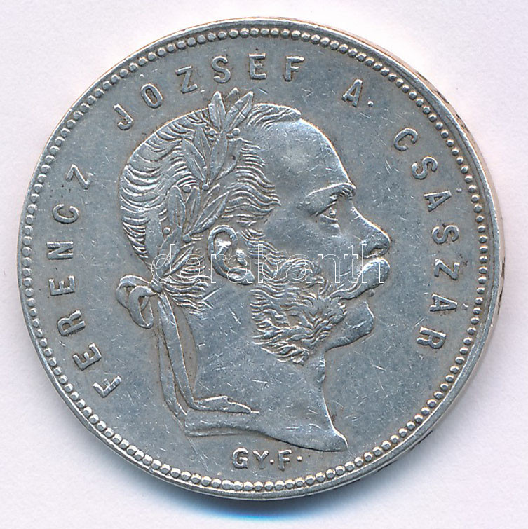 1869GYF 1Ft Ag 'Ferenc József / Angyalos címer' T:XF Adamo M15