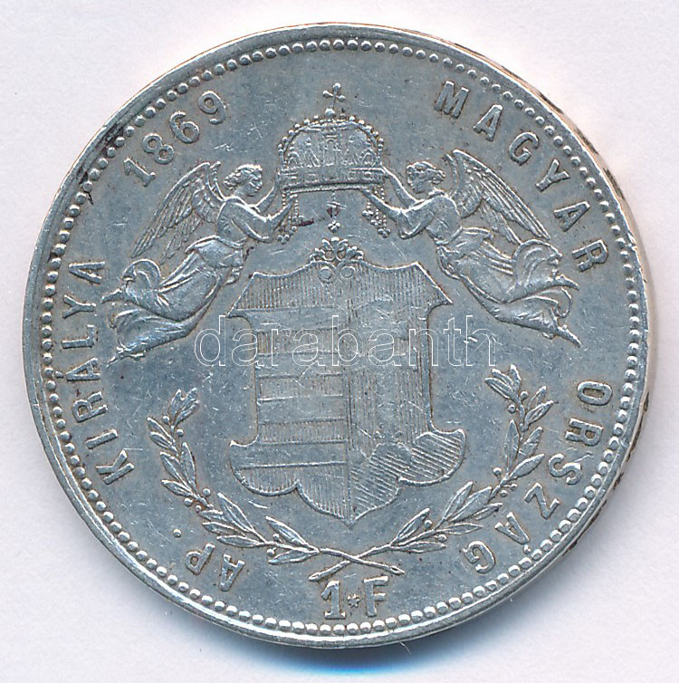 1869GYF 1Ft Ag 'Ferenc József / Angyalos címer' T:XF Adamo M15 - Image 2