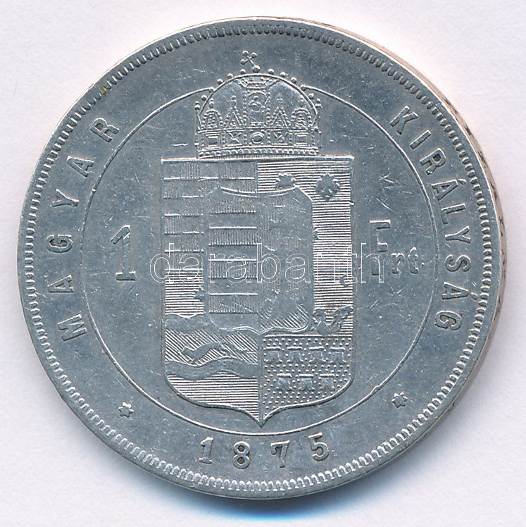 1875KB 1Ft Ag 'Ferenc József / Középcímer' Körmöcbánya T:VF Hungary 1875KB 1 Forint Ag 'Franz Joseph' Kremnitz C:VF Unger III.: 1464.a, Huszár: 2138., Adamo M15 - Image 2