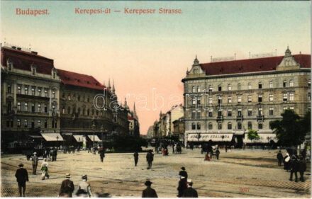Budapest VII. Kerepesi út, Központi szálloda és étterem, József főherczeg szálloda, villamosok, üzletek. Taussig A. 6677.
