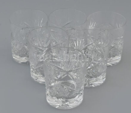 Kristály whiskey pohár szett, ólomkristály, jelzés nélkül, hibátlan, m: 10 cm