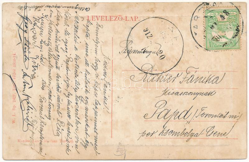 1912 Tarcal (Tokaj), pályaudvar, vasútállomás. W.L. Bp. 2427. 1911-14. Kardos János kiadása (fl) - Image 2