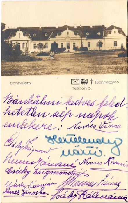 1926 Bánhalma, Bánhalom (Kenderes); Nemes-Piret-Biharin Kastély. photo + aláírások