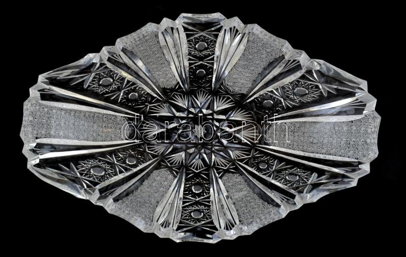 Kristály kínáló, pattanással, ólomkristály, jelzetlen, h: 30,5 cm