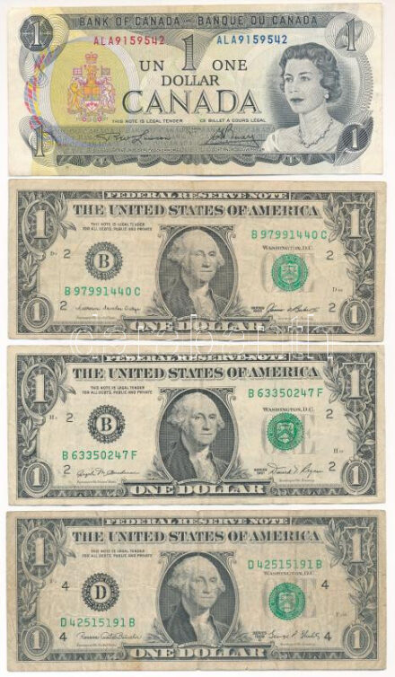 Kanada 1973. 1$ + Amerikai Egyesült Államok 1969D-1985. 1$ (3xklf) T:F Canada 1973. 1 Dollar + USA 1969D-1985. 1 Dollar (3xdiff) C:F