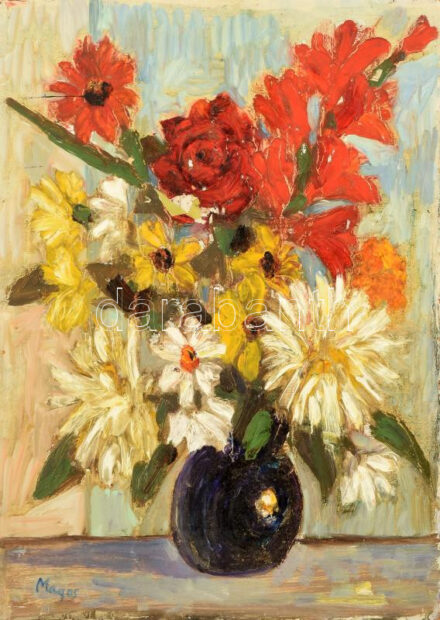 Magos Gyula (1932-1995): Csendélet. Olaj, farost, jelezve balra lent. 50x36 cm
