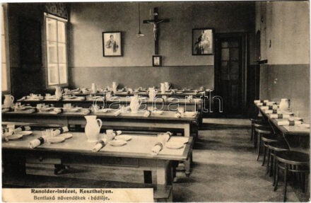Keszthely, Ranolder intézet, bentlakó növendékek ebédlője, belső. Mérei 14. (EK)