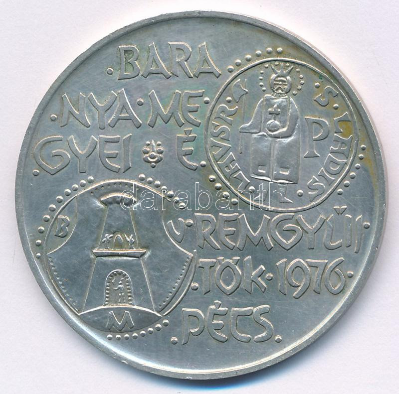 Nagy István (1920-) 1976. 'Baranya megyei éremgyűjtők 1976. Pécs / 900 éves a Dukász korona' Ag emlékérem (~24,99g/0.800/42,5mm) T:UNC,AU Adamo PS2