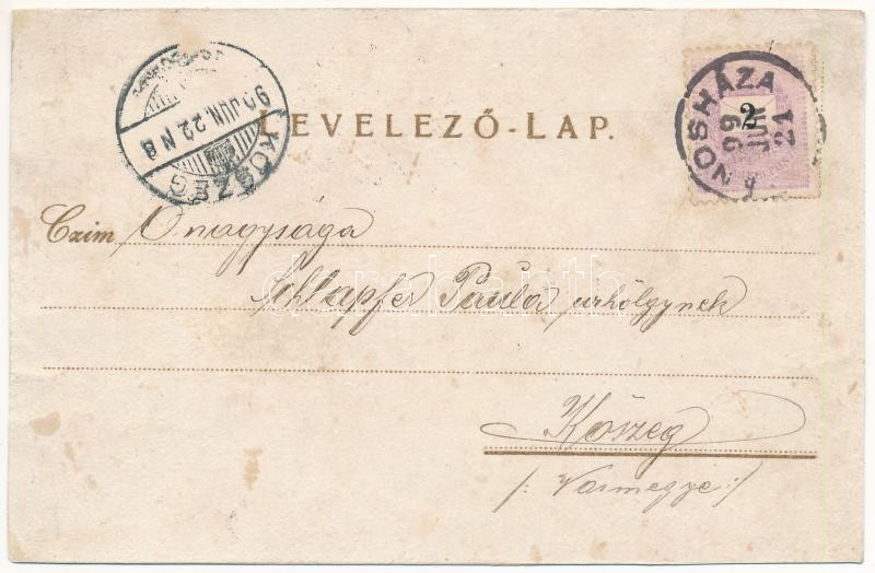 1899 (Vorläufer) Jánosháza, Római katolikus templom, fürdő, vár. Rigler rt. Art Nouveau, floral, litho (r) - Image 2