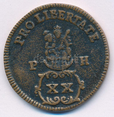 1705. XX Poltura 'II. Rákóczi Ferenc' jelzett fém replika T:AU